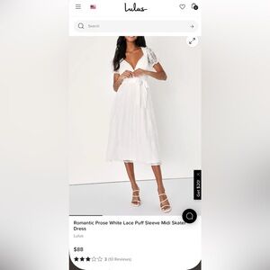 Lulu's Romantic White Lace Midi Dress